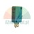 Teal microswitch with a black plunger and metal terminals, technical specifications 16A 250V visible on the casing.
