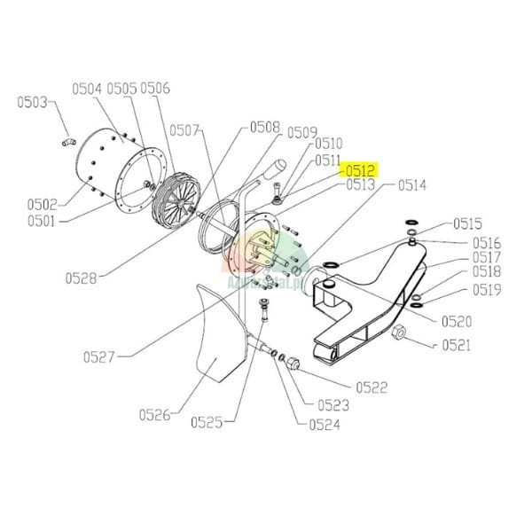 Technical exploded view diagram with part number 0512 highlighted.
