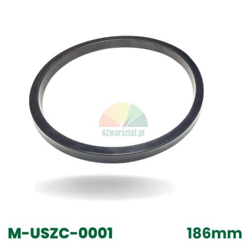 Black rubber gasket measuring 186x12x9 mm for a rebound cylinder with a diameter of 186 mm.