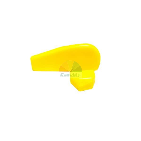 Yellow plastic lever or knob on a white background