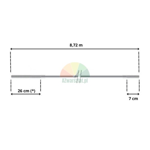 Universal steel cable for two-post lift 8.50m-8.72m
