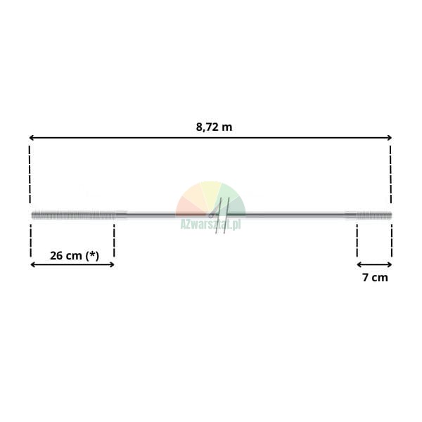 Universal steel cable for two-post lift 8.50m-8.72m
