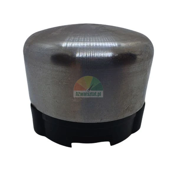 Metal protective cap with a black plastic base