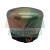 Metal fuel pump cover with a black base and a brass threaded port