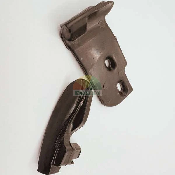Black rubber bumper and mounting element shown from two sides on a white background.