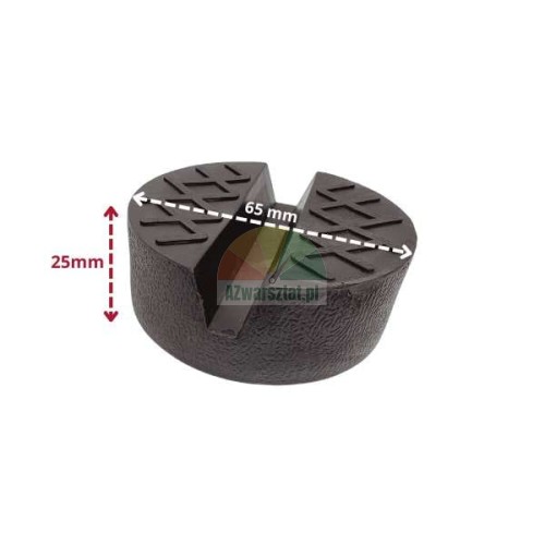 Black rubber jack pad with 65 mm diameter and 25 mm height