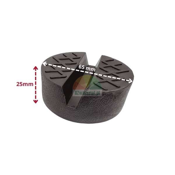 Black rubber jack pad with 65 mm diameter and 25 mm height
