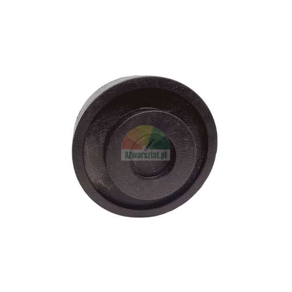 Black circular industrial component with a stepped surface