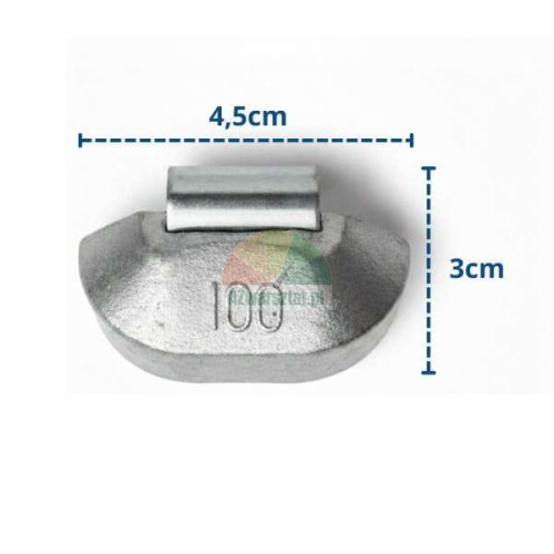 100g weight with dimensions 4.5cm by 3cm