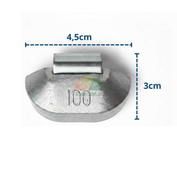 100g weight with dimensions 4.5cm by 3cm