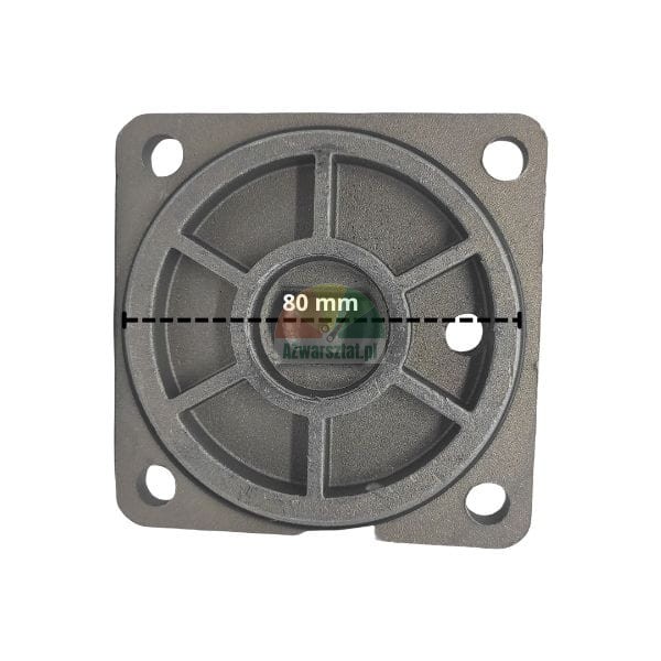 Metal mounting plate with an indicated 80 mm diameter measurement and four corner holes.