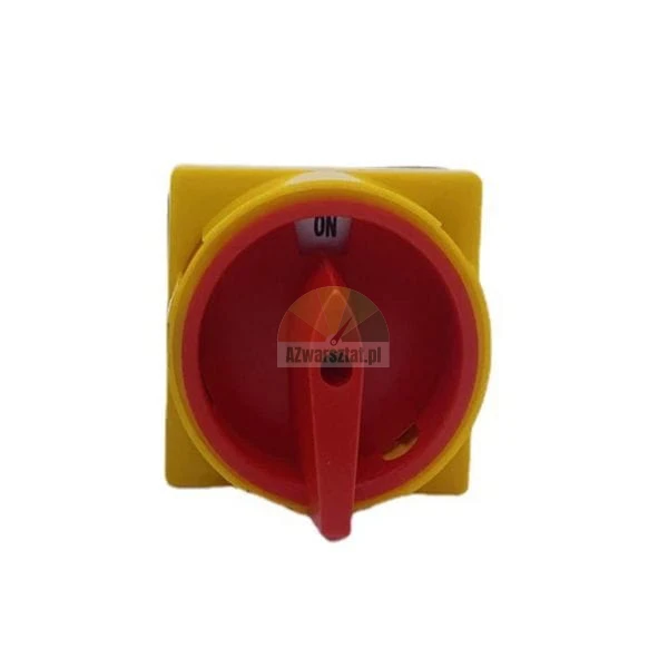 Red and yellow rotary main switch in ON position