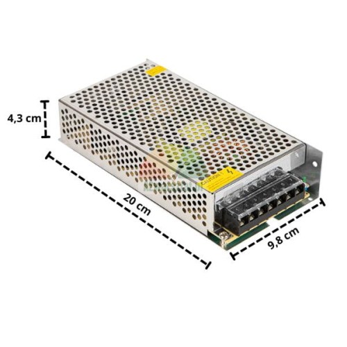 200W 24V DC modular power supply with dimensions