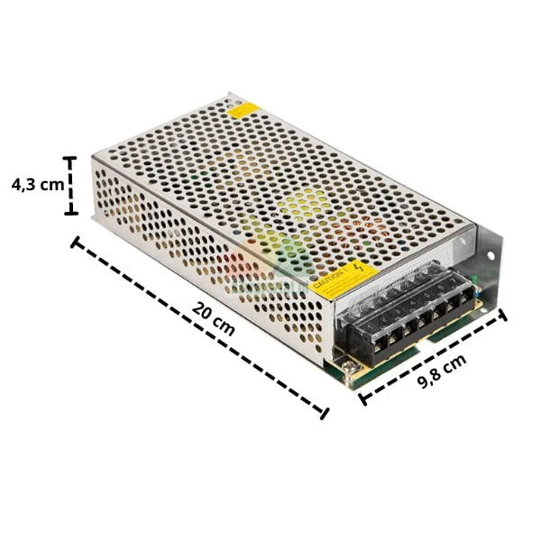 200W 24V DC modular power supply with dimensions