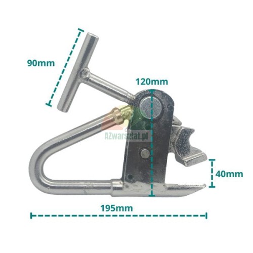 Mounting clamp for truck steel wheels with dimensions