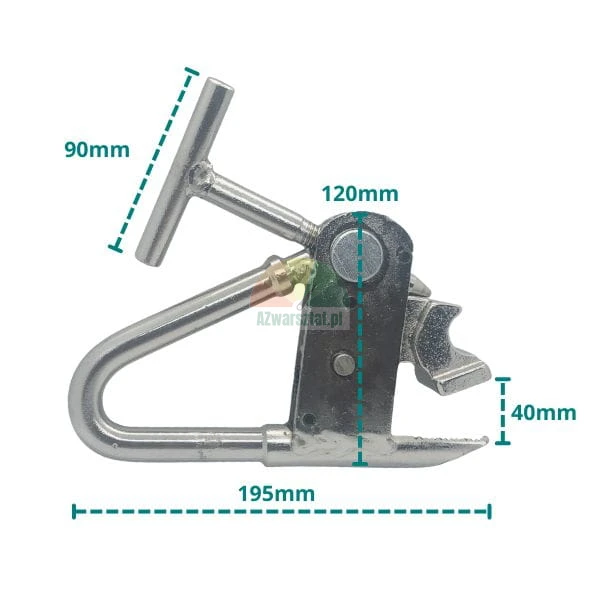Mounting clamp for truck steel wheels with dimensions