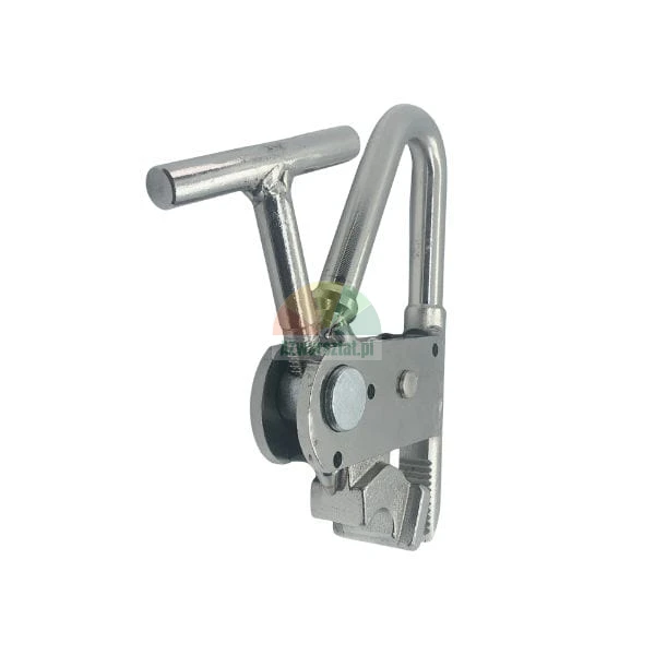 Stainless steel screw clamp for metal plates with T-handle and hook attachment