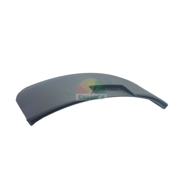 Black curved plastic trim piece for automotive use.