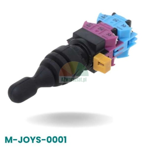 Control panel joystick for truck tire changer M-JOYS-0001 with black rubber boot and colored contact blocks.