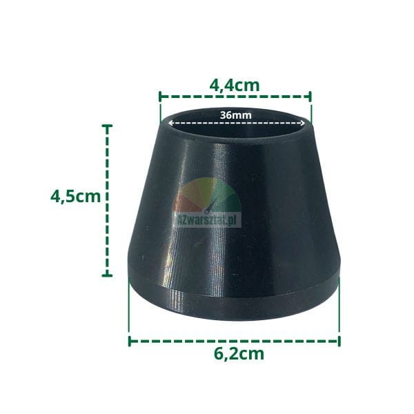 Smallest black centering cone 36mm with dimensions 4.4cm to 6.2cm