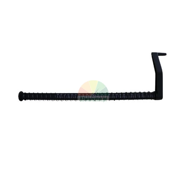 Black foot measuring device with measurement scale and heel stop.
