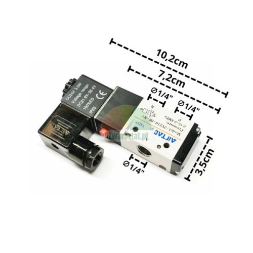 DC24V Airtac 1/4' electromagnetic pneumatic valve with dimensions