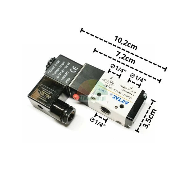 DC24V Airtac 1/4' electromagnetic pneumatic valve with dimensions