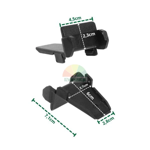 Short plastic clamp covers with dimensions indicated in the photo