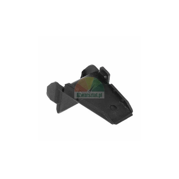 Small black plastic mounting clip on a white background