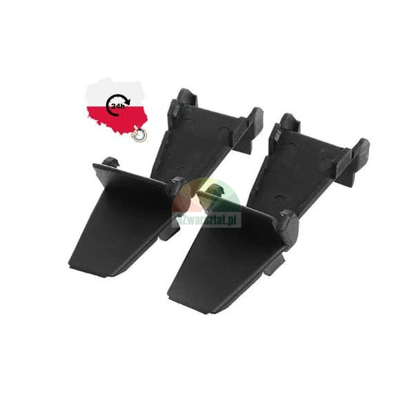 Two black plastic replacement legs for a computer keyboard shown on a white background.