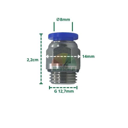 Pneumatic push-in fitting 8mm, 12.7mm thread