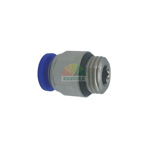 Pneumatic straight push-in fitting with male thread and blue release ring.