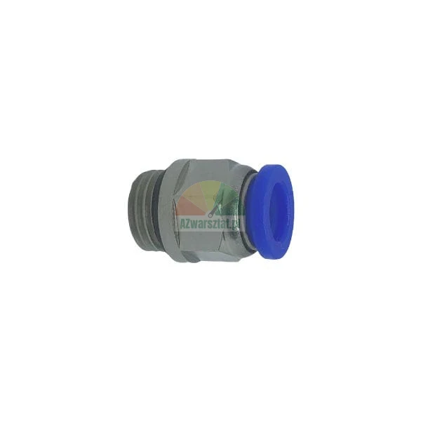 Straight pneumatic push-in fitting with external thread and blue release ring.