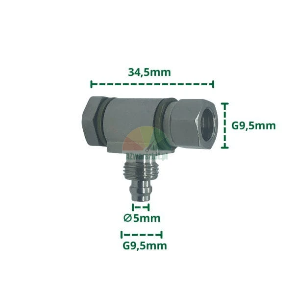 Metal T-type connector with dimensions