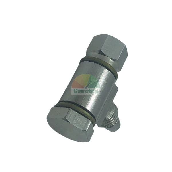 Silver hydraulic fitting with o-ring seals and thread shown on a white background