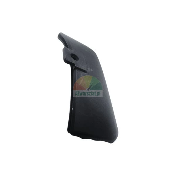 Black plastic automotive trim component with a circular mounting point.