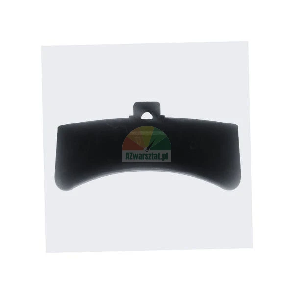 Black curved plastic component with a mounting tab and a hole at the top.