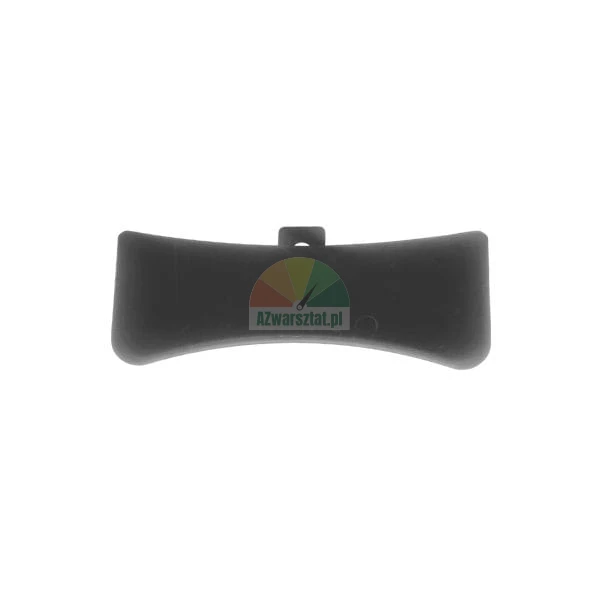 Black, elongated plastic element with a slightly curved profile.