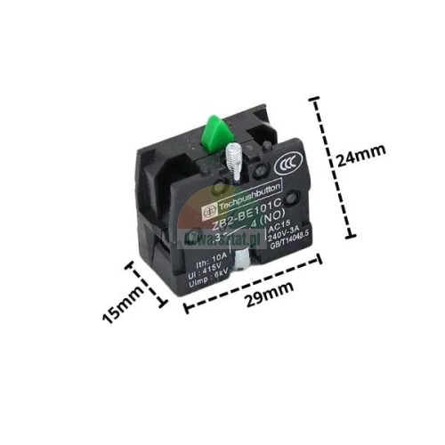 Push button contact block 1 x NO ZB2-BE101C with dimensions