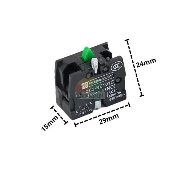 Push button contact block 1 x NO ZB2-BE101C with dimensions