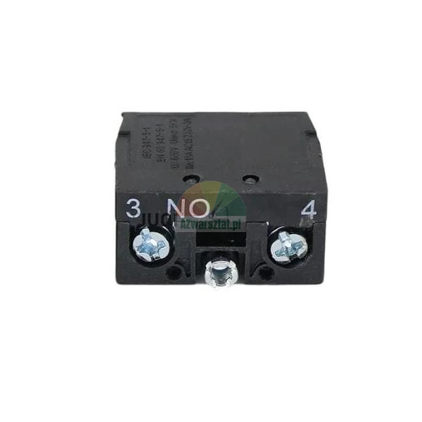 Normally Open (NO) contact block with screw terminals and labels 3 and 4.