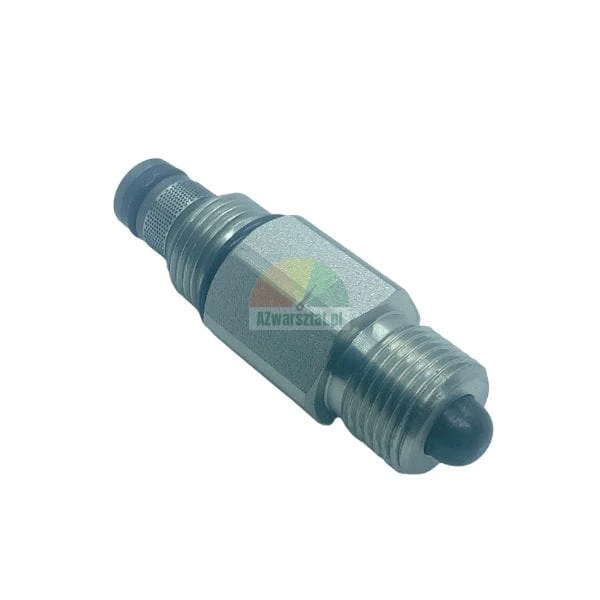 Metal hydraulic sensor or valve with threading and hexagonal body on a white background.
