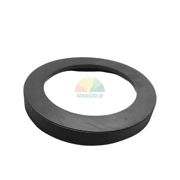 Black rubber ring gasket on a white background.