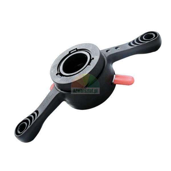 Quick release nut for wheel balancer with two wings and red levers on a white background.
