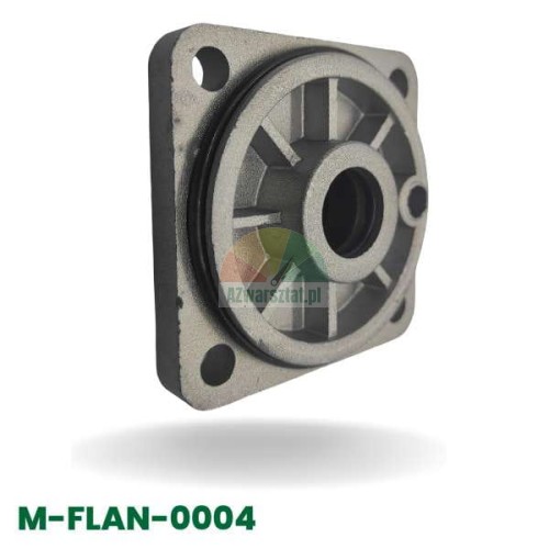 Square actuator mounting plate 7.8x7.8 cm with center hole and gasket, model M-FLAN-0004