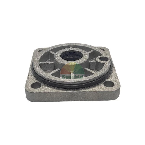 Metal housing or flange with an o-ring seal and four mounting holes on a white background.