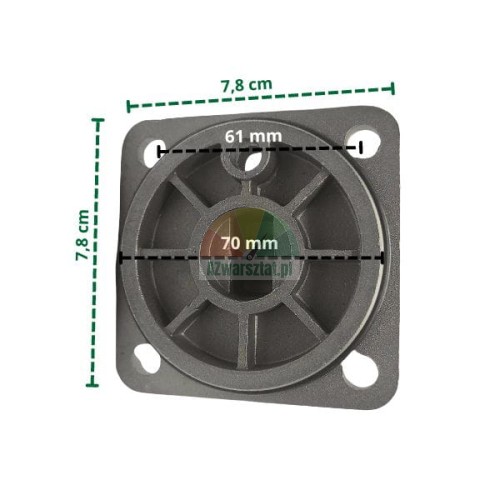 Actuator mounting flange with eyelet 7.8x7.8 cm with technical dimensions