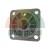 Dark gray metal industrial mounting flange with a circular center internal ribs and four corner bolt holes on a white background