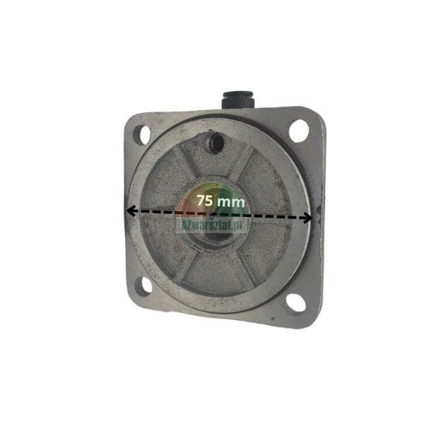 Metal cover with 75 mm dimension marking and four mounting holes.