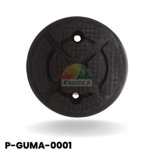 Black circular 12cm rubber jack pad with anti-slip textured surface and mounting holes